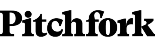 The Pitchfork logo, representing a leading music publication known for in-depth reviews, industry analysis, and highlighting breakthrough artists.