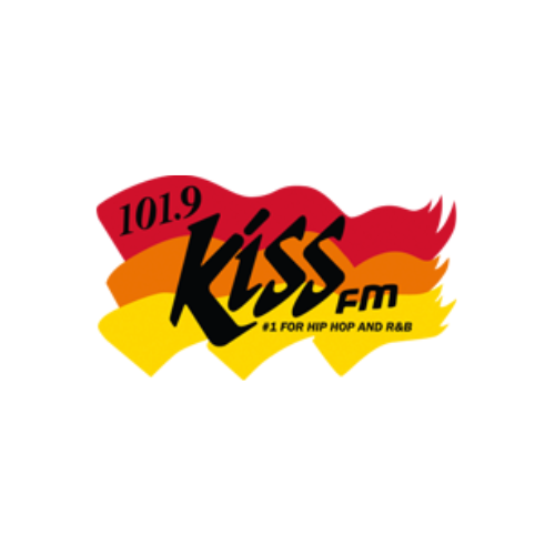 Logo of 101.9 Kiss FM, a top radio station specializing in hip hop and R&B, supporting artist promotion and audience growth.